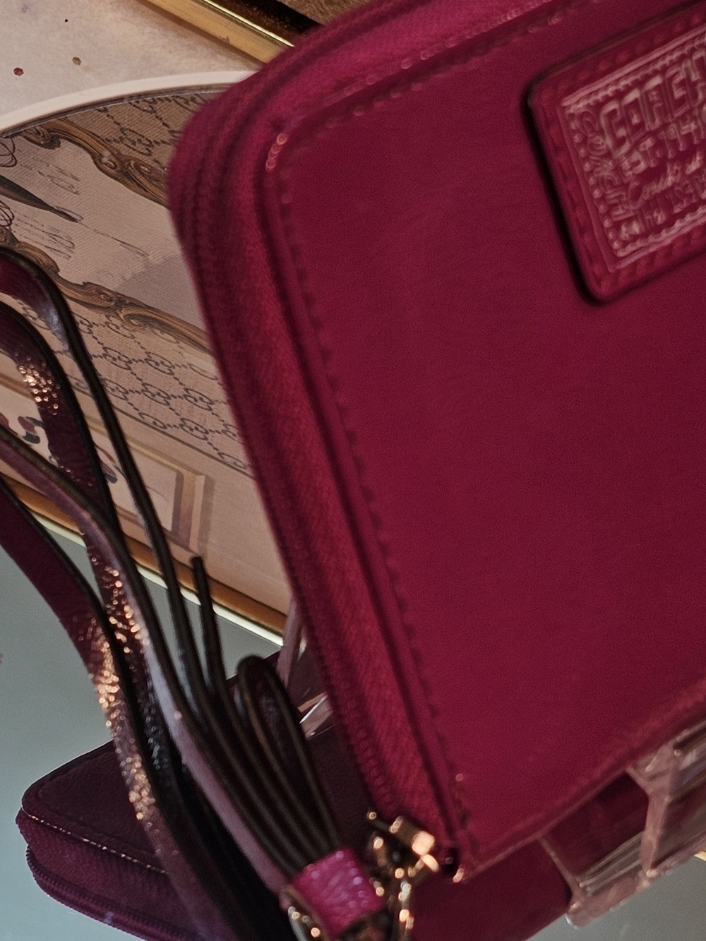 Coach Poppy Daisy Fuchsia Patient Leather Zip Wristlet - Picture 10 of 16